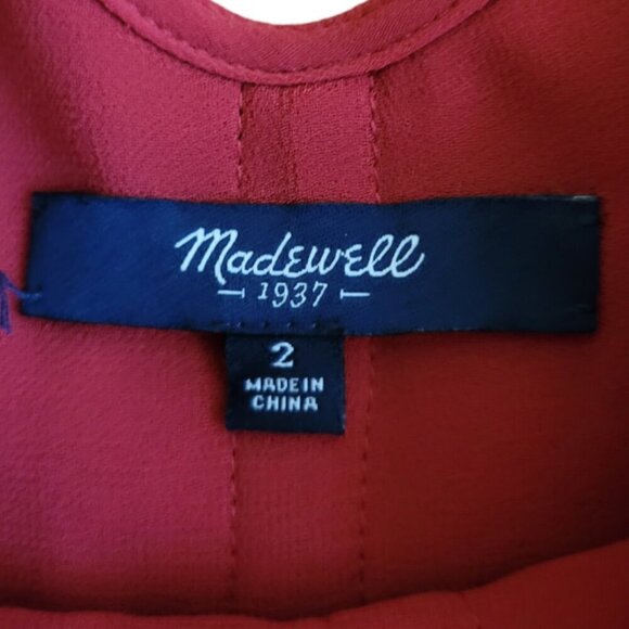Madewell Sleeveless Cherry Red Rust Voluminous Viscose Trapeze Tank Size 2 - Picture 6 of 9